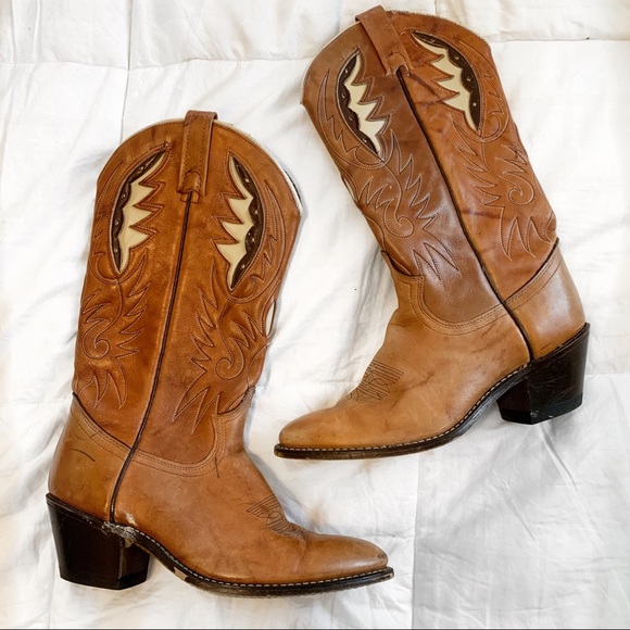 Vintage Shoes - VINTAGE ACME BROWN AND CREAM COWBOY BOOTS
